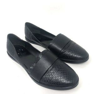 Vince Black Leather Loafers Snake Embossed Size 7